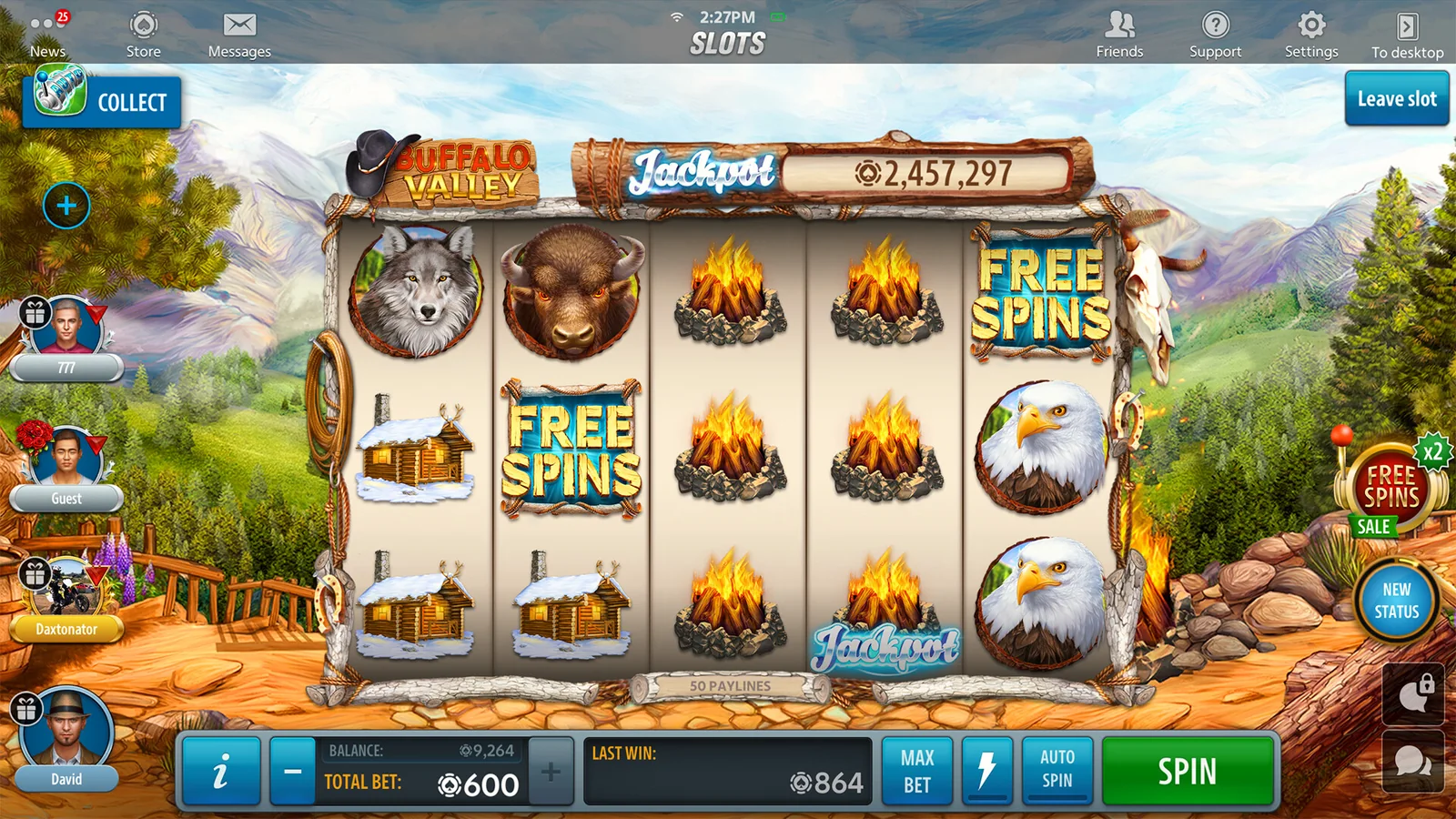 Tampilan permainan slot dengan gulungan dan simbol berwarna